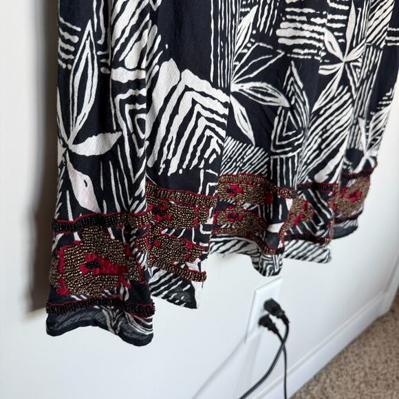 Chicos Womens Midi Skirt Large Lined Floral Beaded Bohemian Tropical Fairy Lagom - Picture 4 of 8